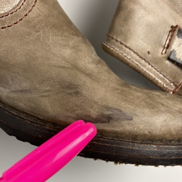 FRYE Slate Brown VERONICA SLOUCH Harness Riding boots Sz 6.5 Distressed Bohemian - Picture 12 of 16